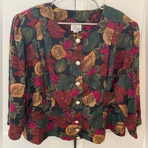 Vintage 80’s floral blazer pearl buttons  In Cinq size 24 colorful cottagecore